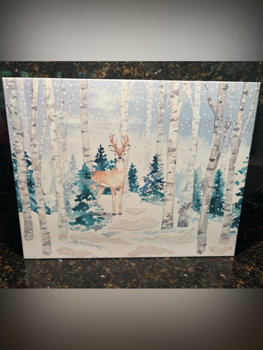 Clementine Paper Inc. Winter Holiday Deer Canvas Wall Art. 11” x 14” x 1.75.”